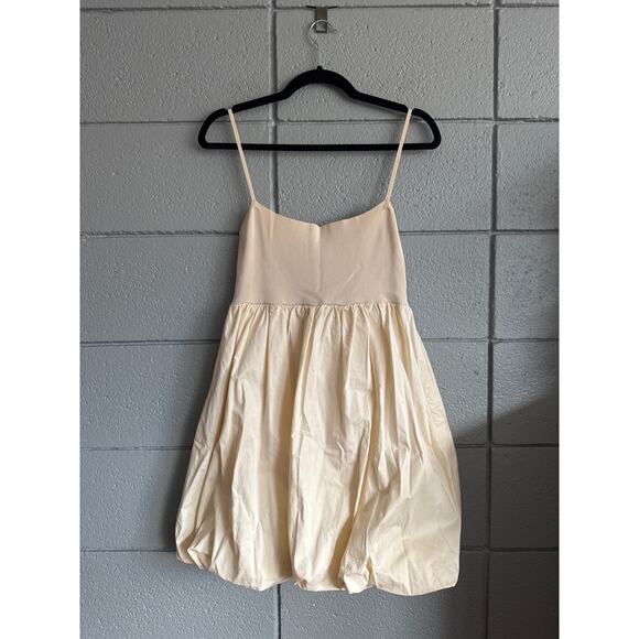 Women's Zara Combination Knit Bubble Hem Mini Dress size S in Cream Coquette - Picture 3 of 6